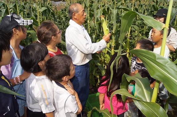 農家の方から野菜の作り方を勉強します