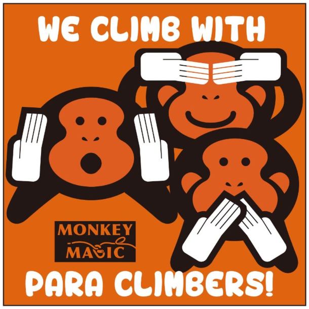 「We climb with Para climbers!」ステッカー