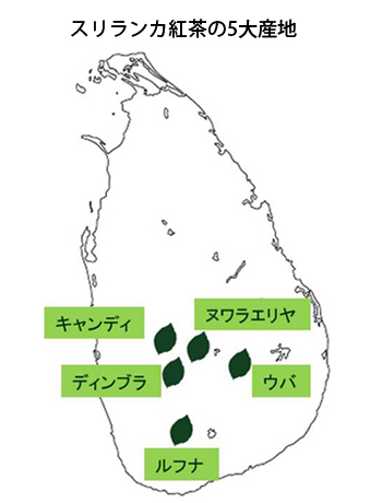 スリランカ紅茶の5大産地 マップ